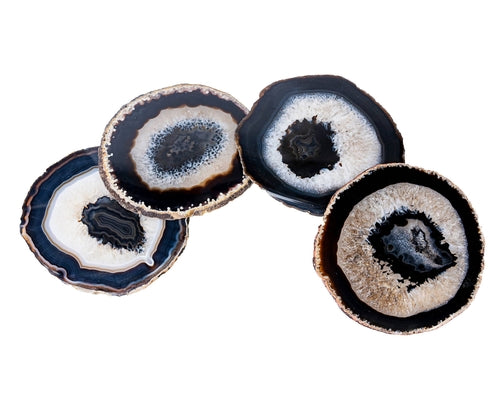 Agate Coasters, Natural Trim, Set of 4
