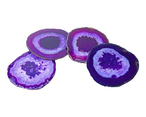 Agate Coasters, Natural Trim, Set of 4