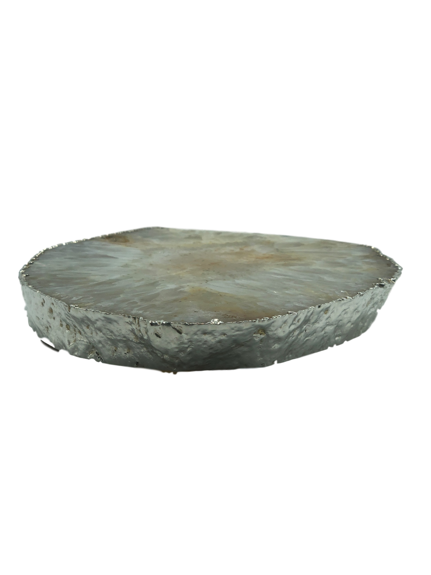 Agate Platter, Silver Trim