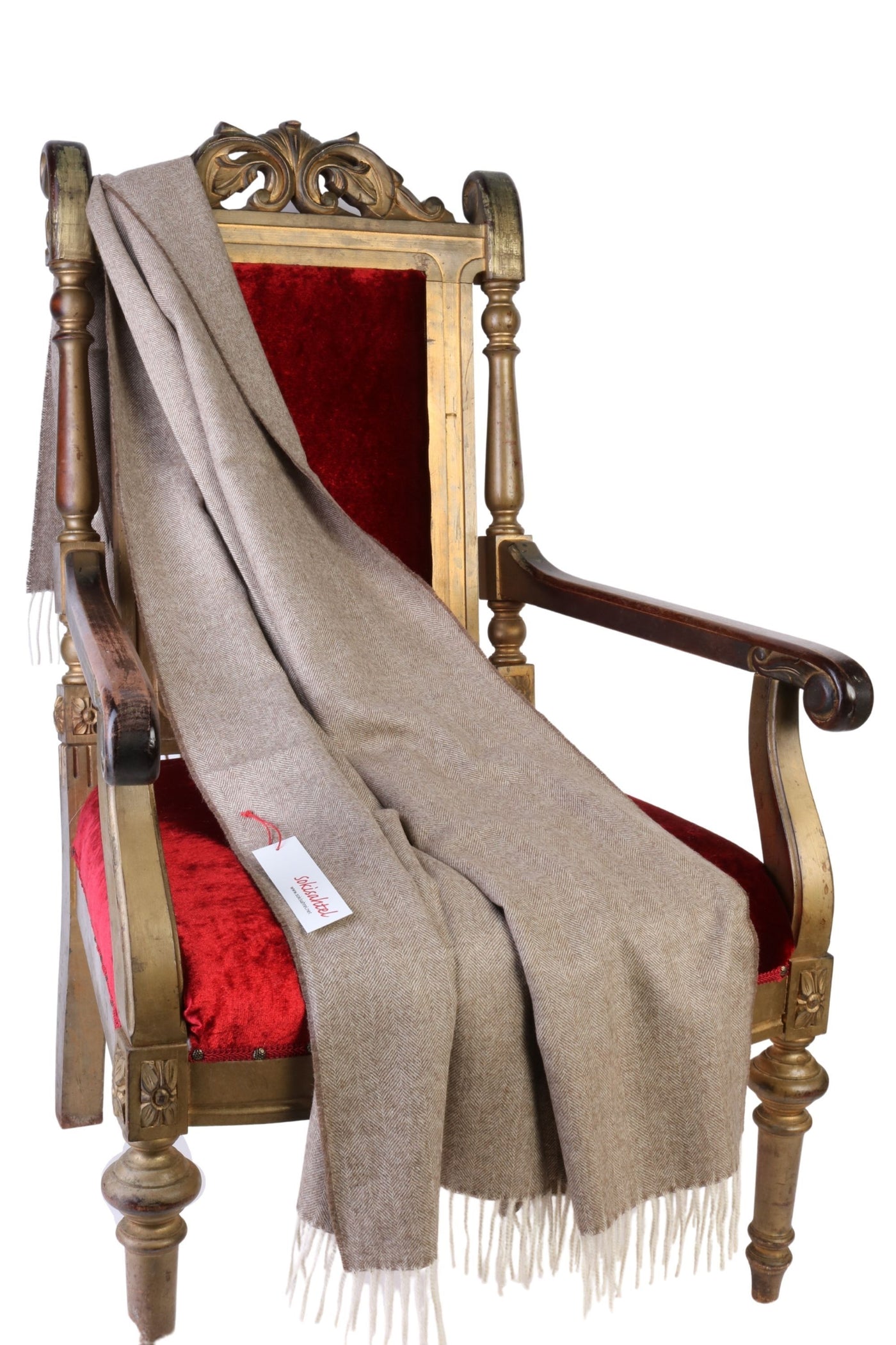 Alpaca Throw, Brown Herringbone