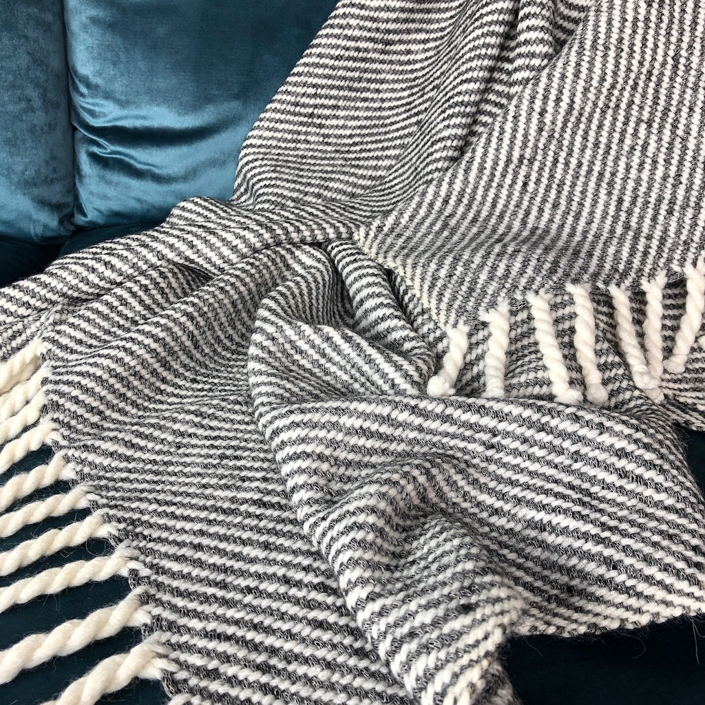 Alpaca Throw, Chunky Black Stripe