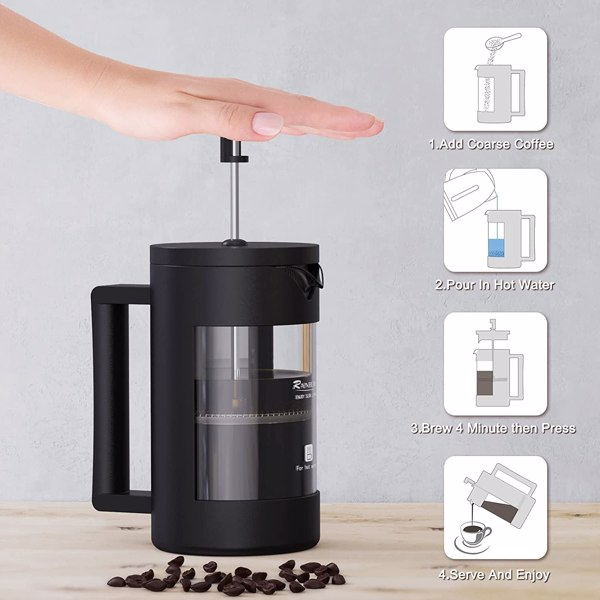 French Press, Glass and Steel, 350ml