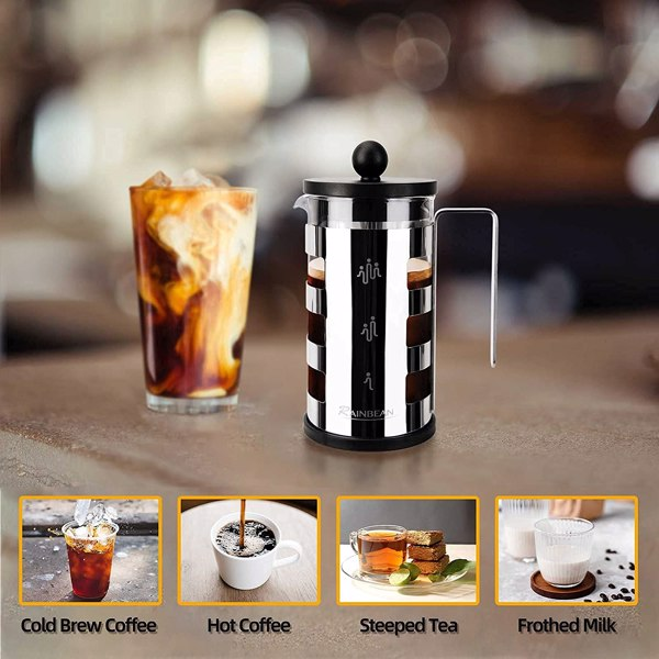 French Press, Stainless and Glass, 600ml