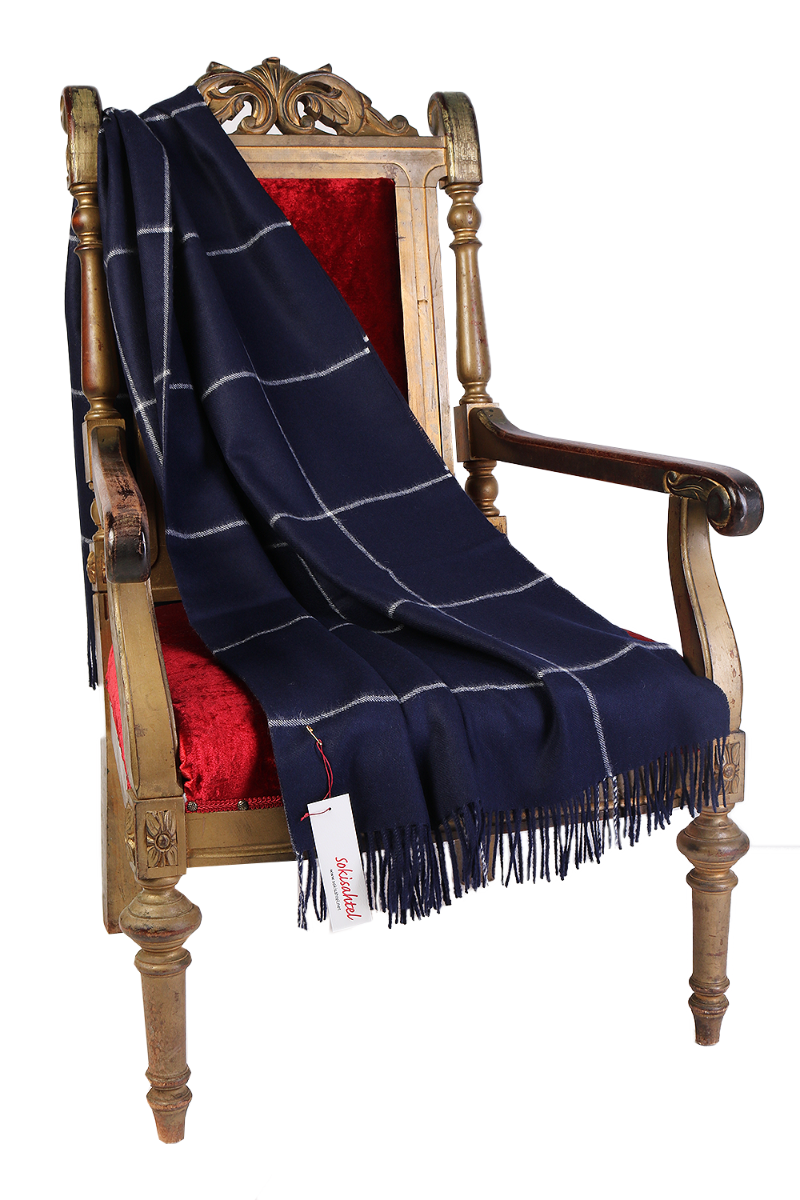 Alpaca Throw, Dark Blue Check