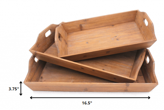 Wooden Serving Trays, Set of Three