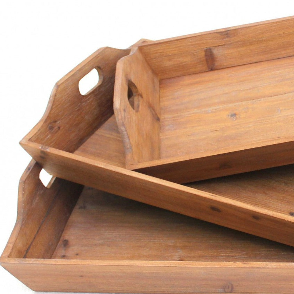 Wooden Serving Trays, Set of Three