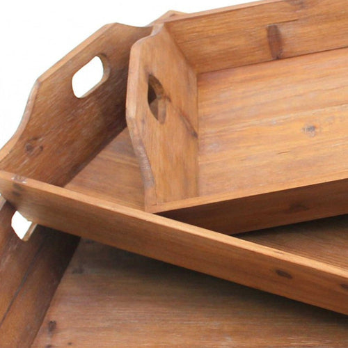 Wooden Serving Trays, Set of Three