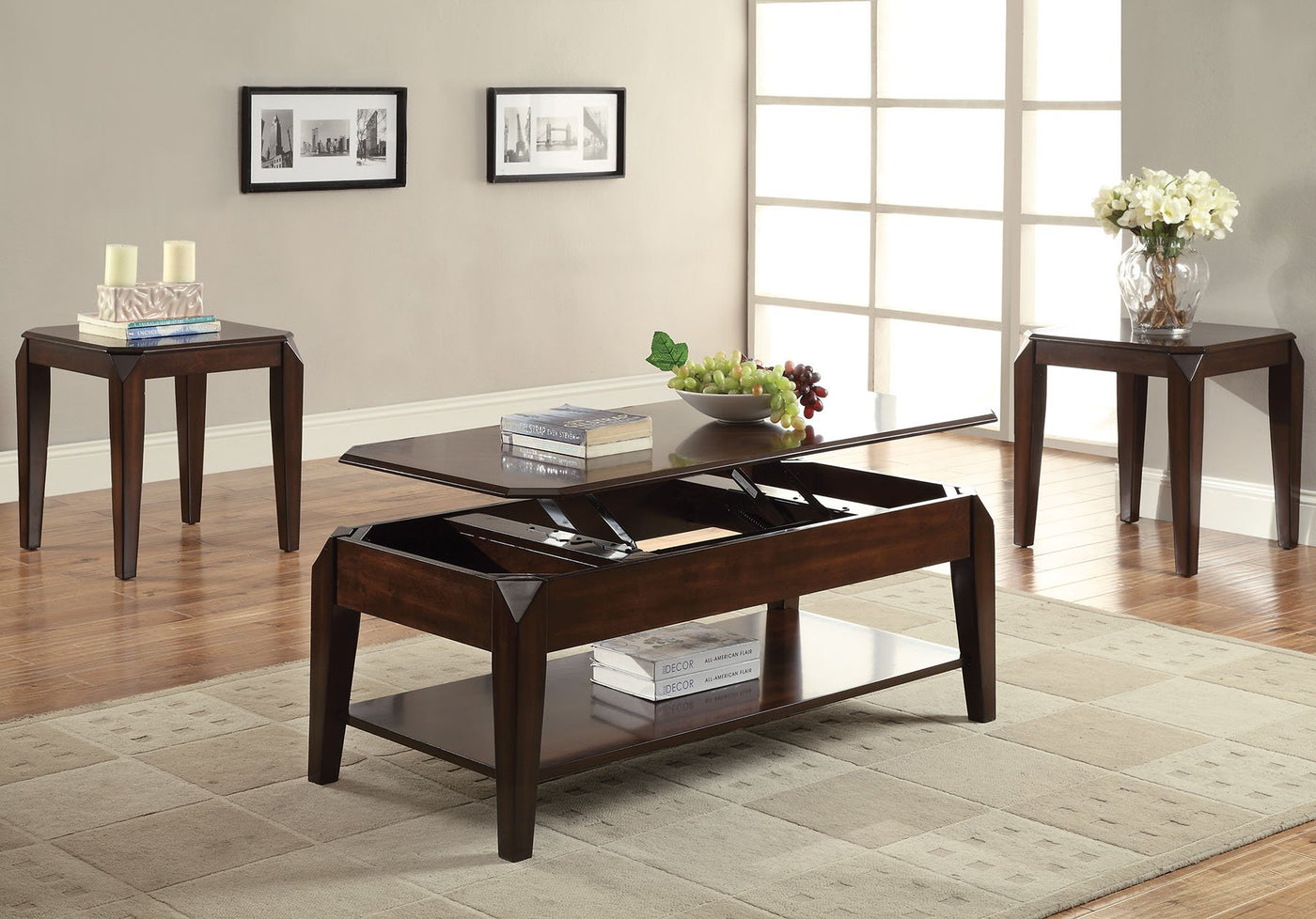 Walnut Lift-Top Coffee Table, 119cm