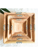 African Olive Wood Bowls, Squared, Set