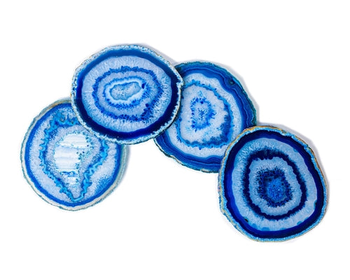 Agate Coasters, Natural Trim, Set of 4