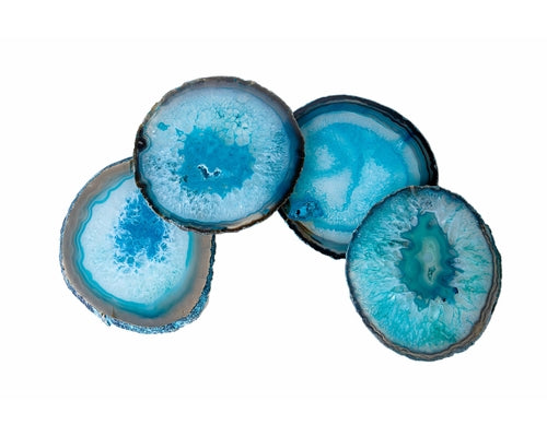 Agate Coasters, Natural Trim, Set of 4