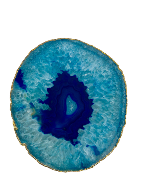 Agate Platter, Gold Trim