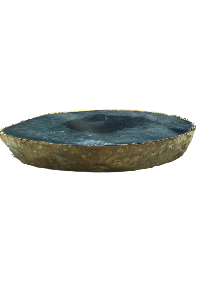 Agate Platter, Gold Trim