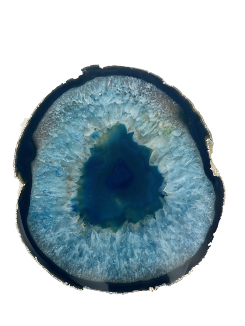 Agate Platter, Silver Trim
