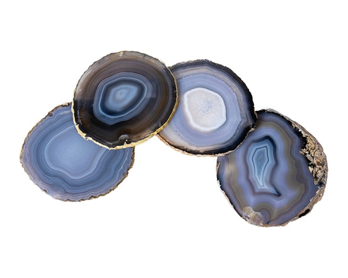 Agate Coasters, Natural Trim, Set of 4