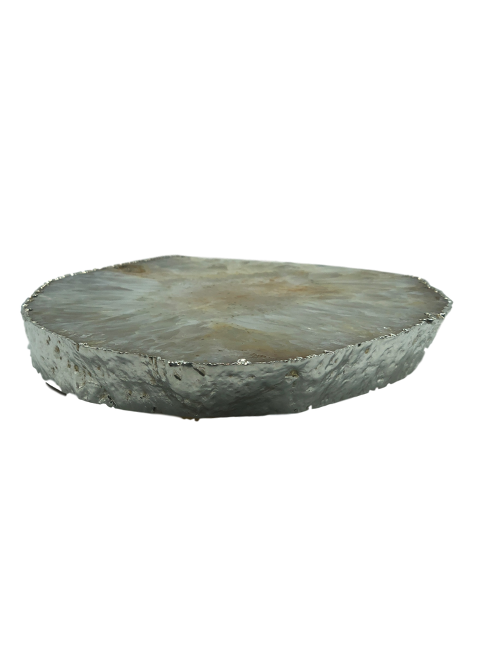 Agate Platter, Silver Trim