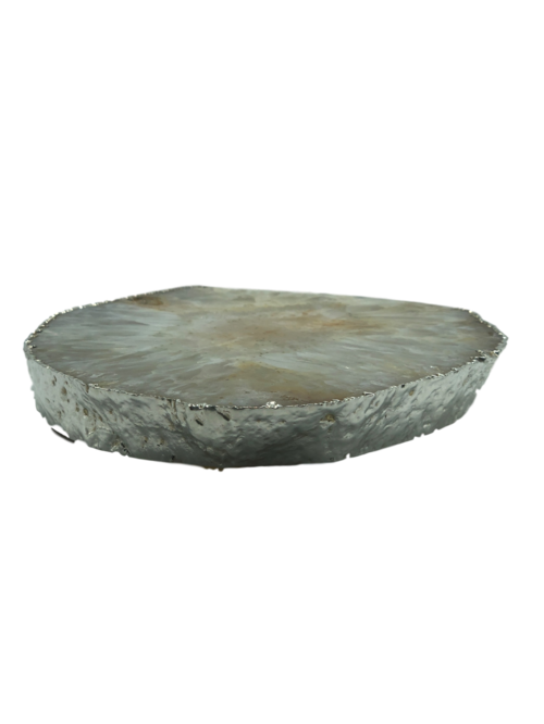 Agate Platter, Silver Trim