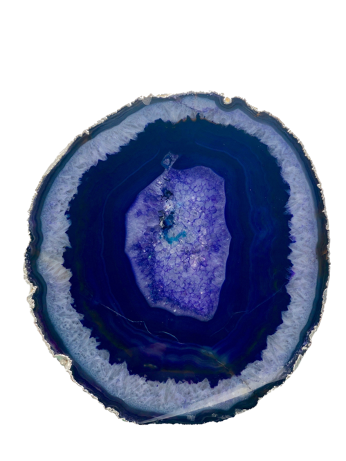 Agate Platter, Silver Trim