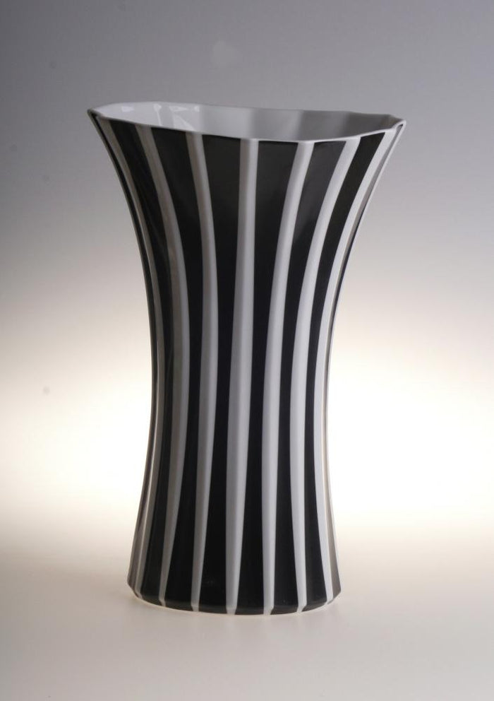 Retro Porcelain Vase, White Stripe