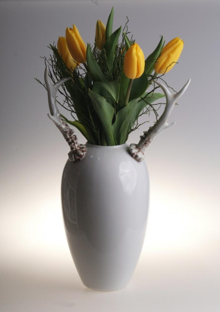 Retro Porcelain Vase, Deer Horns