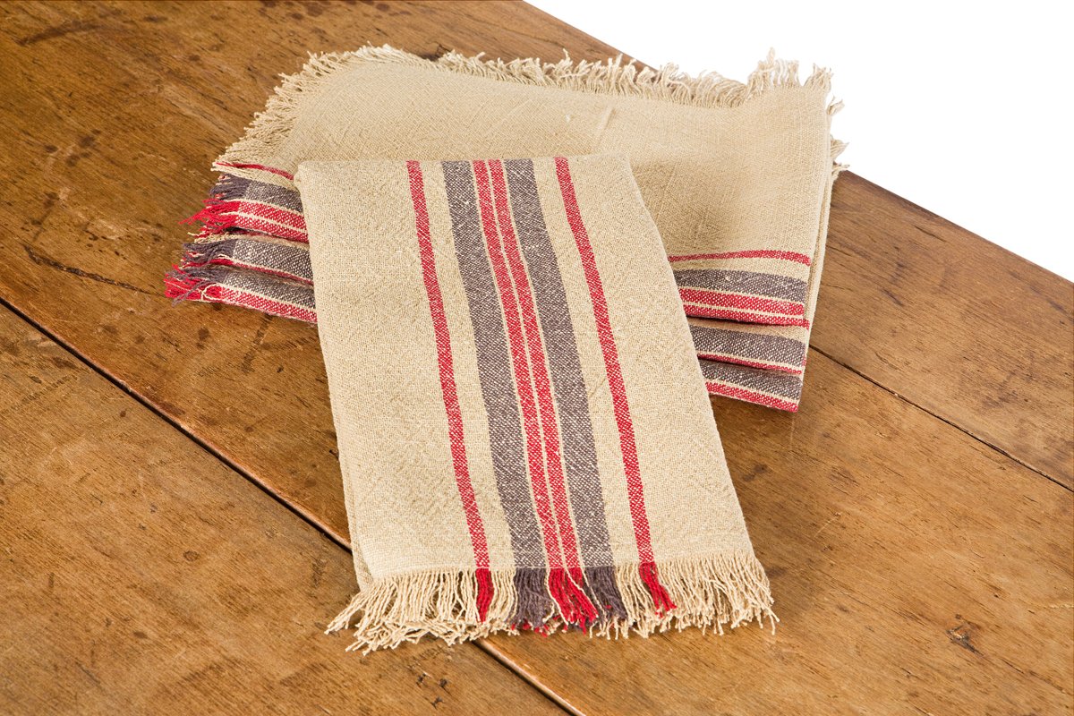 Linen Stripe Tea Towels, Set of 4