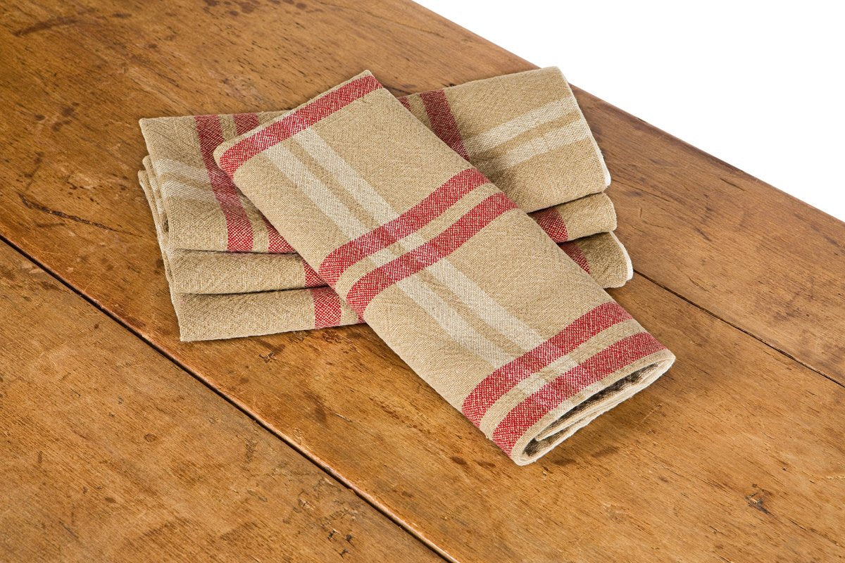 Linen Check Tea Towels, Set of 4