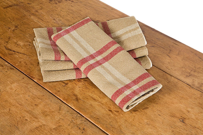 Linen Check Tea Towels, Set of 4