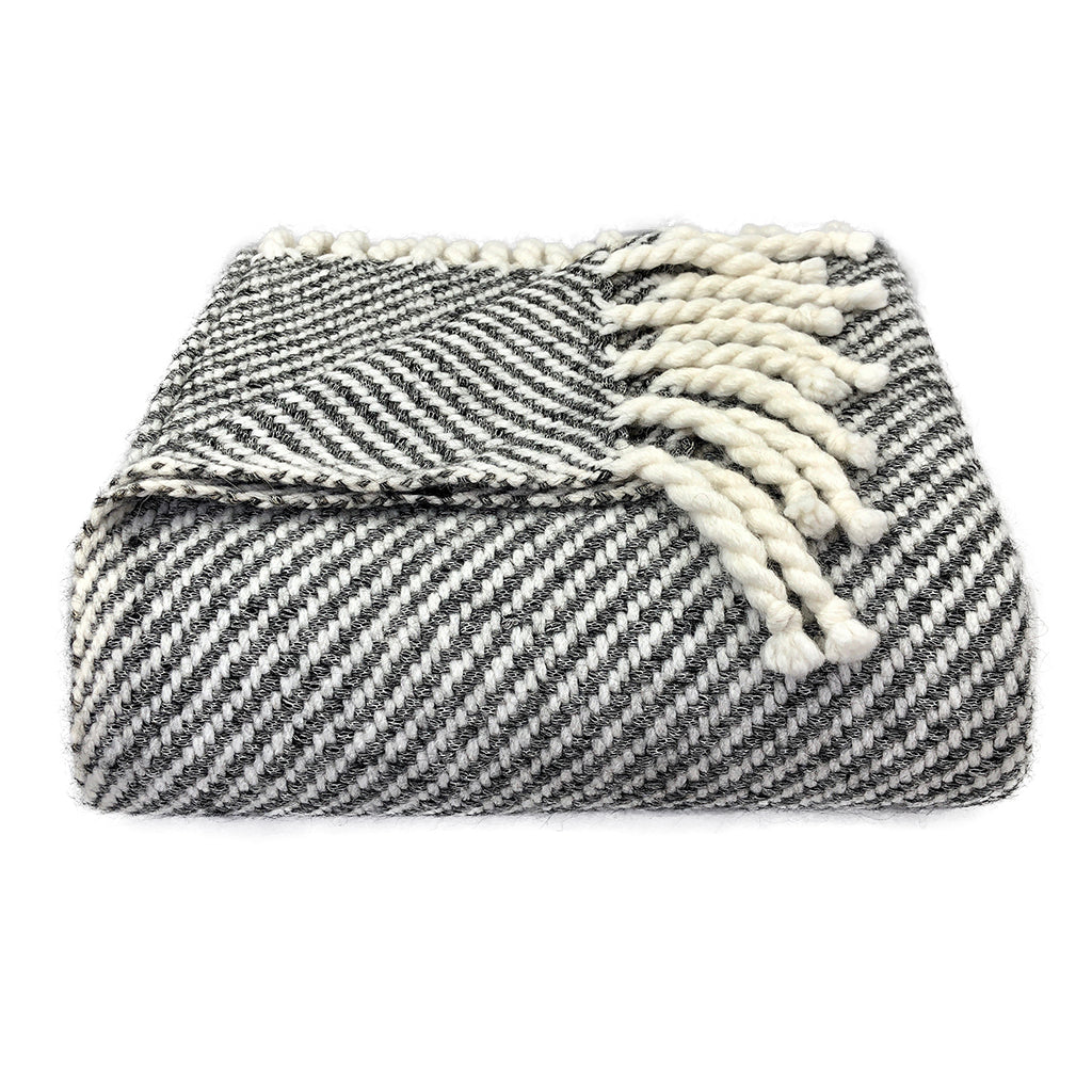 Alpaca Throw, Chunky Black Stripe