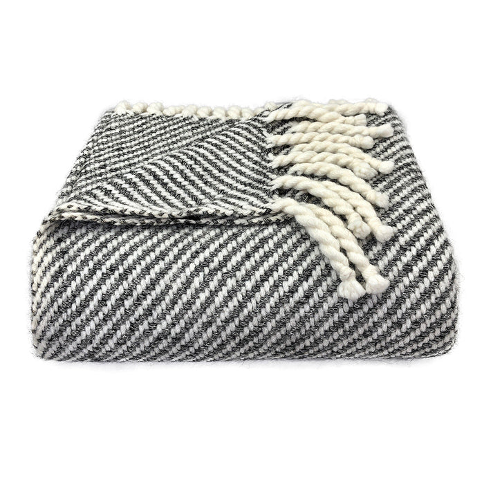 Alpaca Throw, Chunky Black Stripe