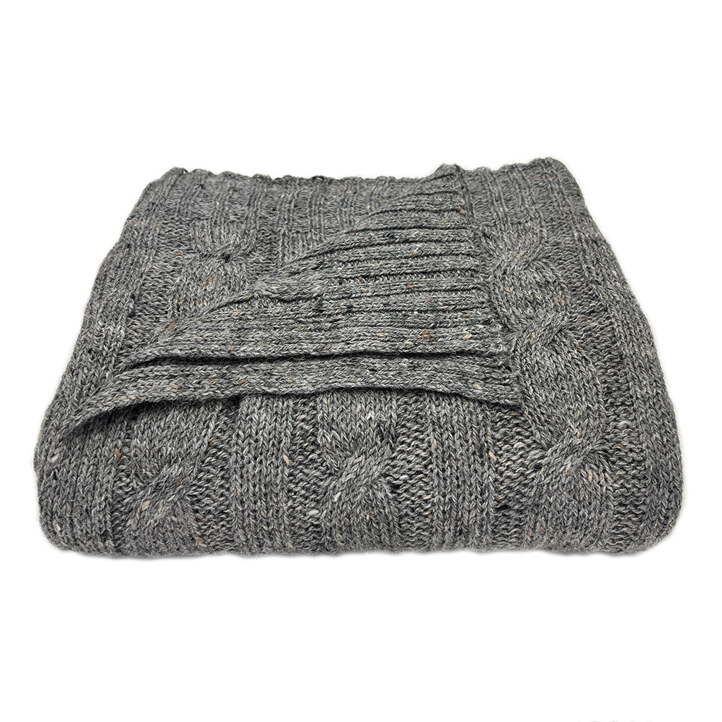 Alpaca Throw, Smoke Grey Cable Knit