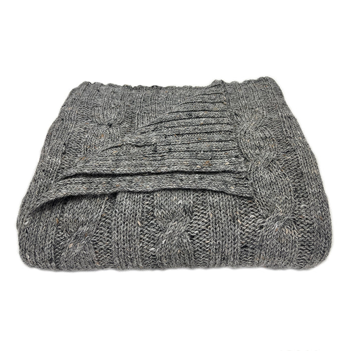 Alpaca Throw, Smoke Grey Cable Knit