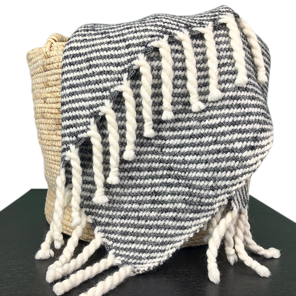 Alpaca Throw, Chunky Black Stripe