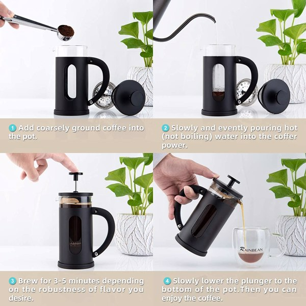 French Press, Four-Stage Filter, 600ml
