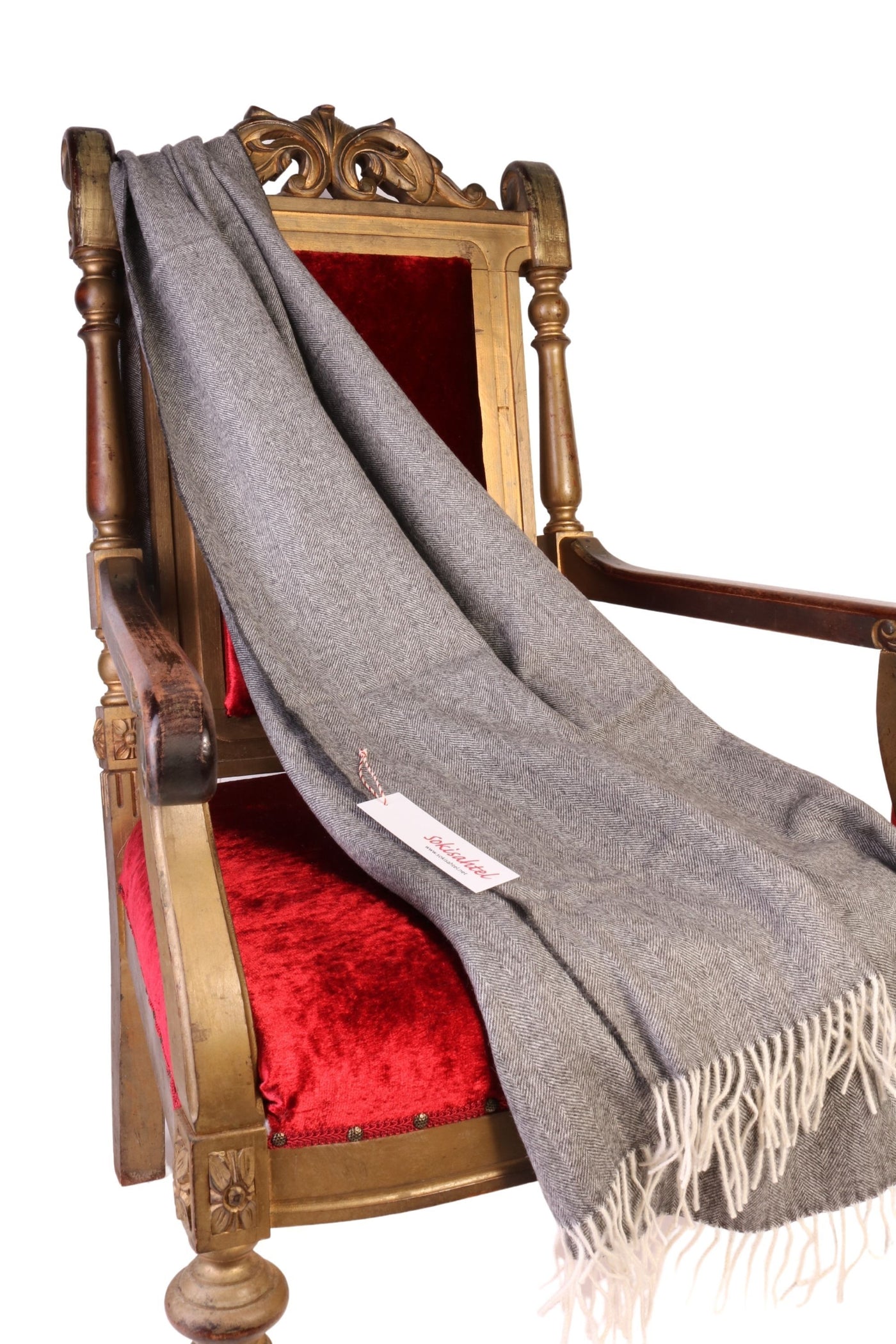 Alpaca Throw, Grey Herringbone