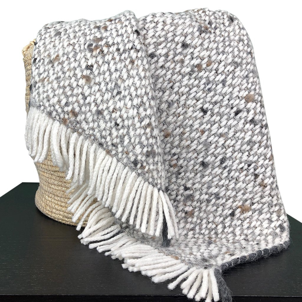 Alpaca Throw, Chunky Grey Weave